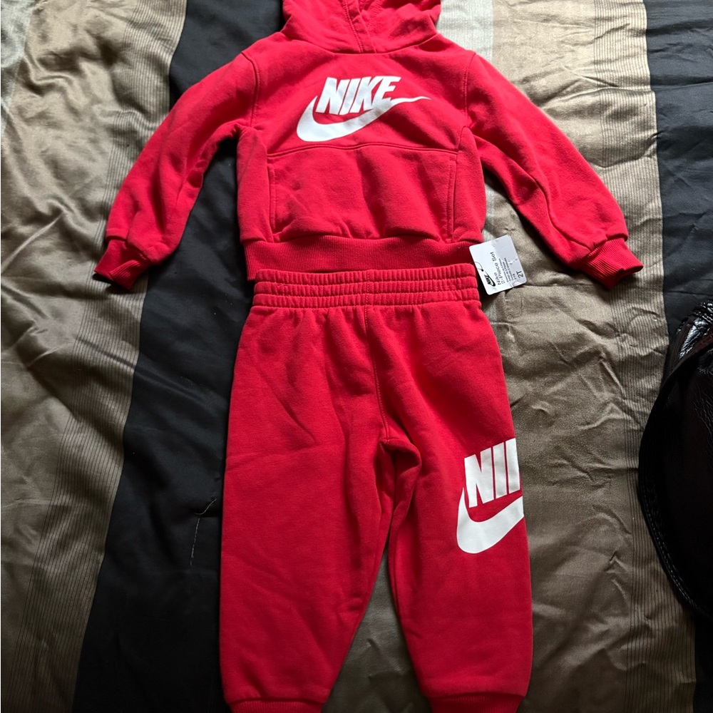 Nike Kids Red Tracksuit with White Logo